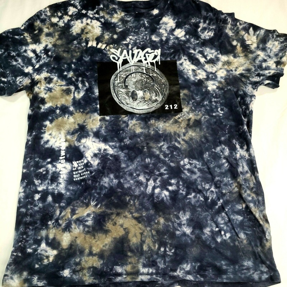 Libertador Savage‎ 212 Logo TShirt Adult Sz XL Graphic Blue Brown White TieDye